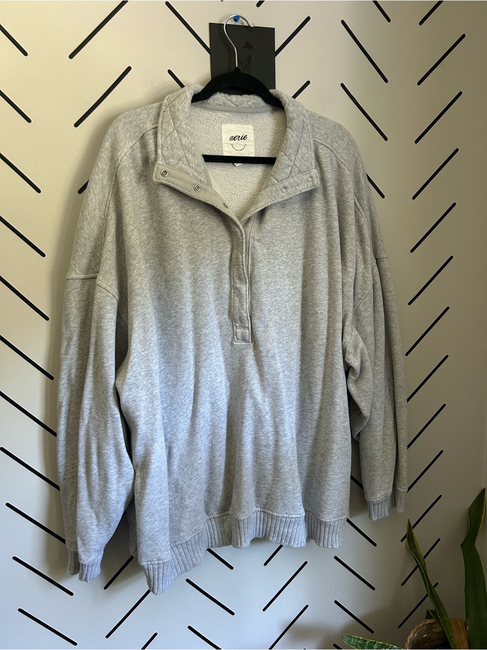 Aerie oh snap oversized grey sweater